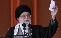 Iran's Supreme Leader Ayatollah Ali Khamenei speaks at a public gathering in the northeastern city of Bojnurd, Iran, in October. (photo credit: AP/Office of the Supreme Leader)