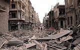 A destroyed street in the city of Aleppo, October 3 (photo credit: AP/SANA)