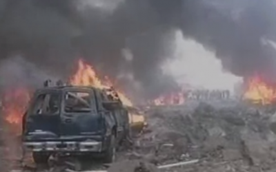 Independent footage from the scene of the bombing that killed former Lebanese prime minister Rafiq Hariri in 2005 (photo credit: screen capture, YouTube)