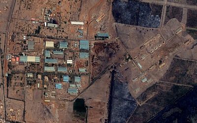 The Yarmouk military complex in Khartoum, Sudan, seen in a satellite image made on October 12, 2012, prior to the alleged attack (photo credit: AP/DigitalGlobe via Satellite Sentinel Project)