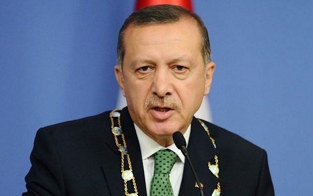 Turkey's Prime Minister Recep Tayyip Erdogan speaking in Ankara, in October (photo credit: AP)