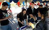 Illustrative photo: Pro-Israel students at UCLA. (Hasbara Fellowships via JTA)