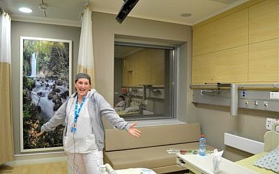 A nurse on a dry run in a new hospital room (Courtesy Hadassah International)
