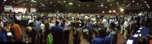 A panoramic view of the Likud Central Committee meeting (photo credit: Raphael Ahren/The Times of Israel)