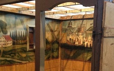 The painted walls of the Fischach sukkah (photo credit: Jessica Steinberg/Times of Israel)
