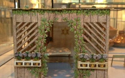 A model sukkah for assembly, circa 1925-28, Breslau, Germany (photo credit: Jessica Steinberg/Times of Israel)