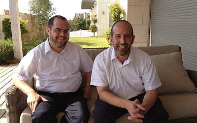 Rabbi David Fine (right) and Rabbi Shlomo Sobol, founders of Barkai. (Jessica Steinberg/Times of Israel)