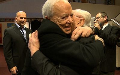 Childhood friends Allen Small (left) and Leon Bakst, who fought the Nazis in Eastern Europe during World War II, meet after 65 years in "The Reunion." (Photo credit: Ron Glassman Photography)