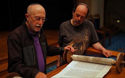 A rabbi (Lawrence Kushner, left) introduces a pornographer (Matthew Jacobs) to the Torah in "Your Good Friend." (Photo credit: Courtesy of Dovetale Films)