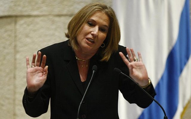 Tzipi Livni gestures during a 2010 Knesset session (photo credit: Abir Sultan/Flash90)