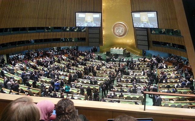 The UN General Assembly (photo credit: Haviv Rettig Gur/Times of Israel staff)
