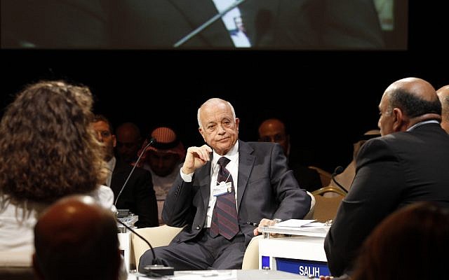 Nabil Elaraby at an economic conference in Jordan, 2011 (photo credit: CC-BY-SA World Economic Forum/Nader Daoud/Flickr)