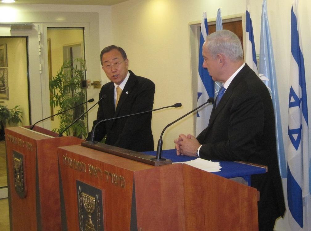 UN Secretary-General Ban Ki-moon (left) and Prime Minister Benjamin Netanyahu hold a joint press conference in Jerusalem on Tuesday. (photo credit: UN Spokesperson via Twitter) UN Secretary-General Ban Ki-moon (left) and Prime Minister Benjamin Netanyahu hold a joint press conference in Jerusalem on Tuesday. (photo credit: UN Spokesperson via Twitter)