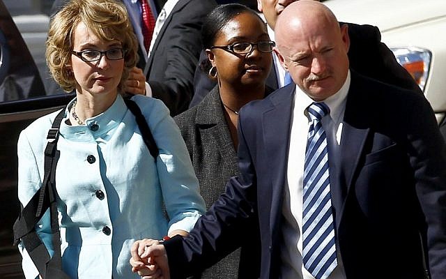 Former Democratic Rep. Gabrielle Giffords, left, and her husband, Mark Kelly (photo credit: AP/Ross D. Franklin) Former Democratic Rep. Gabrielle Giffords, left, and her husband, Mark Kelly (photo credit: AP/Ross D. Franklin)