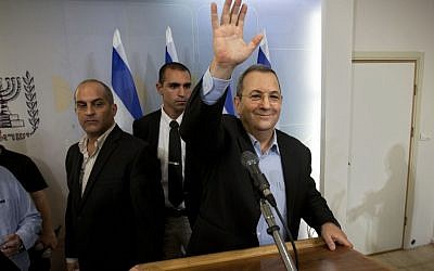 Ehud Barak at a press conference Monday. (photo credit: AP/Oded Balilty)