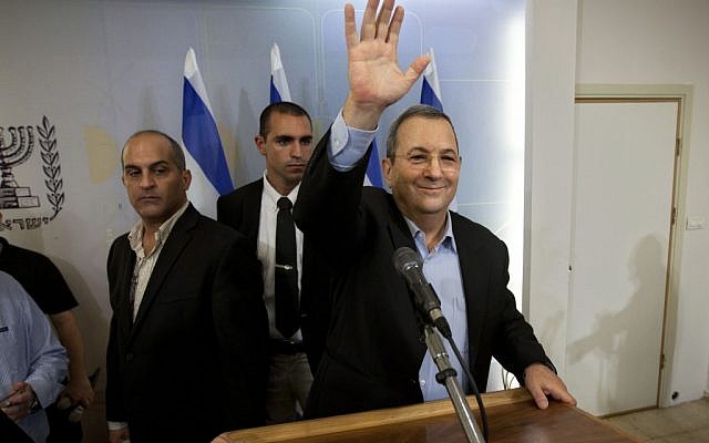 Ehud Barak at a press conference Monday. (photo credit: AP/Oded Balilty)