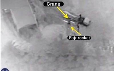 Israel Air Force targets a Fajr-5 launcher during Operation Pillar of Defense. (screen capture: Youtube/idfnadesk)