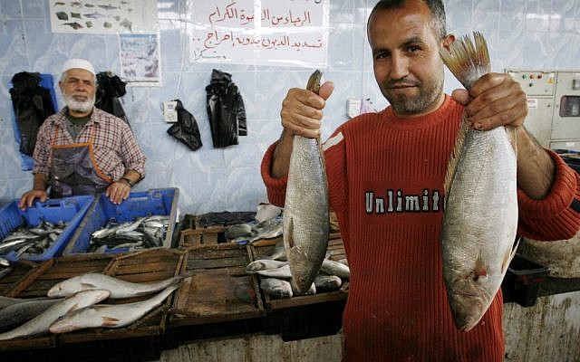 Palestinians in a market in Rafah, Gaza Strip, sell fish smuggled through tunnels from the border between Egypt and Rafah on April 16, 2012 (photo credit: Abed Rahim Khatib/Flash90) Palestinians in a market in Rafah, Gaza Strip, sell fish smuggled through tunnels from the border between Egypt and Rafah on April 16, 2012 (photo credit: Abed Rahim Khatib/Flash90)