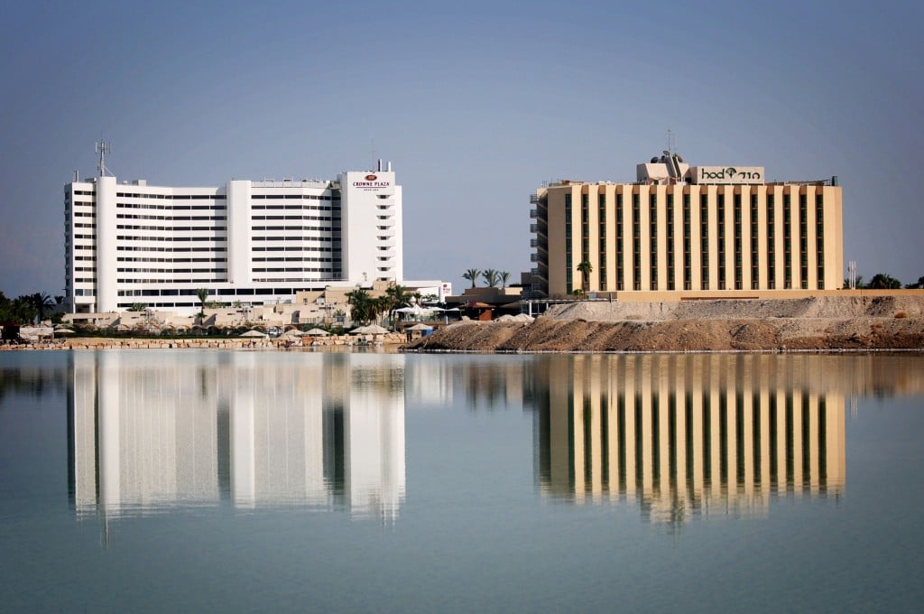Hotels along the shore of the Dead Sea (photo credit: Mendy Hechtman/Flash90)