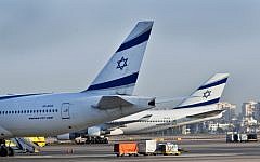 Airplanes seen at Ben Gurion International Airport, August 14, 2012. (Moshe Shai/Flash90)