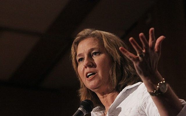 Former leader of the Israeli Kadima party Tzipi Livni speaks at a political panel at a convention of "Women of Hadassah" at the International Conference Center in Jerusalem on October 18, 2012 (photo credit: Miriam Alster/Flash90)