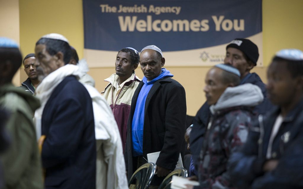 Israeli men who immigrated from Ethiopia during the Sigd holiday, last week (photo credit: Yonatan Sindel/Flash90)