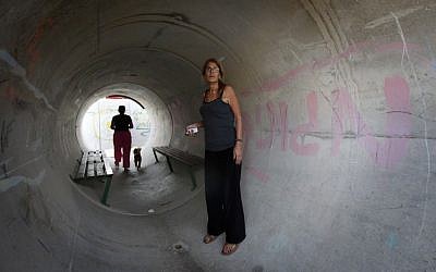 The most basic of shelters, the cement pipe (photo credit: Miriam Alster/Flash 90)