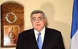 Nikolaos G. Michaloliakos (photo credit: YouTube screenshot via JTA)