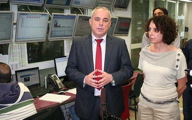 FInance Minister Yuval Steintz and Chief Information Officer Carmela Avner at the Government Computing Center in Jerusalem (Photo credit: Courtesy) FInance Minister Yuval Steintz and Chief Information Officer Carmela Avner at the Government Computing Center in Jerusalem (Photo credit: Courtesy)