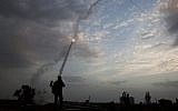 An Iron Dome missile is launched in Tel Aviv, to intercept a rocket fired from Gaza, November 17, 2012 (photo credit: AP/Oded Balilty)