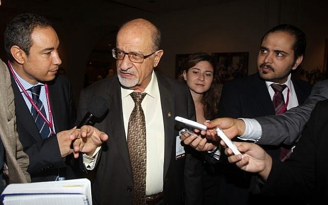 Syrian regime opponent Haytham al-Maleh, center, speaks to reporters on the sidelines of the General Assembly of the Syrian National Council meeting in Doha, Qatar,Thursday, Nov. 8, 2012. (photo credit: Osama Faisal/AP) Syrian regime opponent Haytham al-Maleh, center, speaks to reporters on the sidelines of the General Assembly of the Syrian National Council meeting in Doha, Qatar,Thursday, Nov. 8, 2012. (photo credit: Osama Faisal/AP)