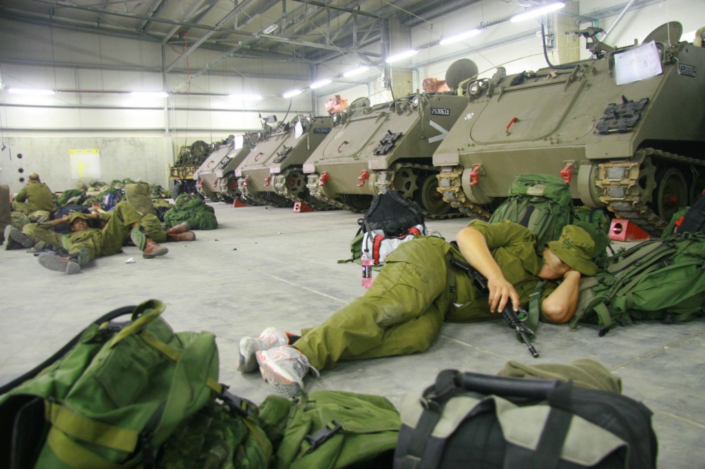 Reservists practicing the soldierly skill of sleeping whenever possible (Photo credit: Alon)