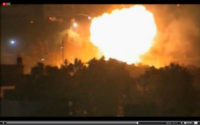 Hamas cabinet headquarters in Gaza City hit by an IAF airstrike on Saturday morning. (photo credit: image capture from Reuters video) Hamas cabinet headquarters in Gaza City hit by an IAF airstrike on Saturday morning. (photo credit: image capture from Reuters video)