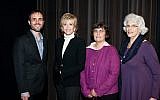 Jane Fonda (second from left) appears with scholars Dan Leshem, Jessica Neuwirth (second from right) and Rochelle G. Saidel at a Los Angeles symposium on sexual violence during the Holocaust. (Photo credit: Courtesy of Kim Fox)