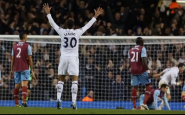 Tottenham's Sandro Raniere Guimarães Cordeiro, better known as Sandro. West Ham fans allegedly chanted anti-Semitic epithets at Tottenham, known to have a large Jewish fan base, during a match last year. (photo credit: screen capture, YouTube)