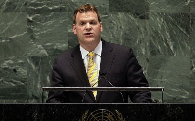 Canada's Foreign Minister John Baird addresses the United Nations General Assembly, Thursday, Nov. 29 (photo credit: AP/Richard Drew) Canada's Foreign Minister John Baird addresses the United Nations General Assembly, Thursday, Nov. 29 (photo credit: AP/Richard Drew)