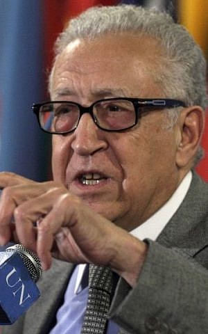 Lakhdar Brahimi, Joint Special Representative of the United Nations and the League of Arab States for Syria, answers questions at the UN headquarters on November 29, 2012. (photo credit: AP/Richard Drew)