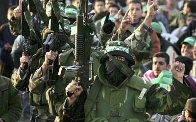 Hamas gunmen on parade. (photo credit: YouTube screen capture)