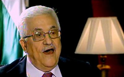 Palestinian Authority President Mahmoud Abbas speaks to Channel 2 News (photo credit: Channel 2 screen capture)