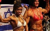 Alana Shipp (left) onstage after winning third place in the Ms. Physique title in Hamburg, Germany (Courtesy Alana Shipp)