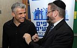 Dov Lipman, right, and Yesh Atid chairman Yair Lapid (photo credit: Yaakov Lederman)