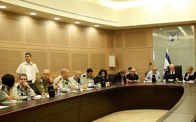 Knesset members and IDF officers attend a Foreign Affairs and Defense committee meeting in the Israeli parliament on Thursday, November 15 (photo credit: Miriam Alster/Flash90) Knesset members and IDF officers attend a Foreign Affairs and Defense committee meeting in the Israeli parliament on Thursday, November 15 (photo credit: Miriam Alster/Flash90)