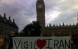 Members of the UK-based NGO Peace Strike demonstrating for peace with Iran in London, Sept. 12, 2012. (PeaceStrike.org)