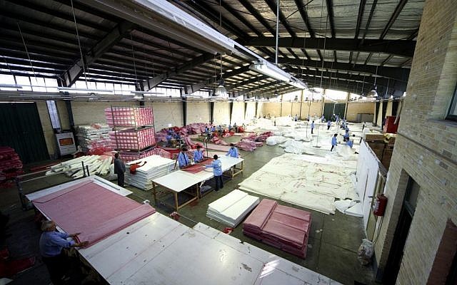 An Iranian tent factory. (photo credit: CC BY-SA  Bob McCaffrey, Flickr)