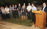 Former UK ambassador to Israel Matthew Gould announces the winners in a recent start-up event sponsored by the UK-Israel Tech Hub (Photo credit: Mati Milstein)