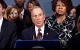 New York City Mayor Michael Bloomberg calls on the government to legislate more stringent gun control, on Monday, Dec. 17 (image capture: YouTube)