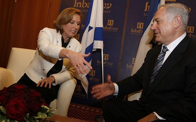 Tzipi Livni and Benjamin Netanyahu in 2009. (photo credit: Miriam Alster/Flash90)