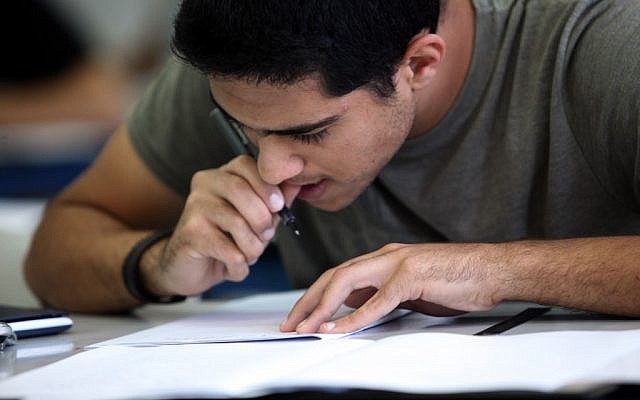A student in Hartman secondary school in Jerusalem takes a matriculation exam in mathematics in 2010 (Yossi Zamir/Flash90) A student in Hartman secondary school in Jerusalem takes a matriculation exam in mathematics in 2010 (Yossi Zamir/Flash90)