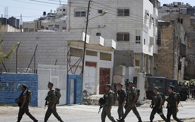 Israeli border police on patrol in Hebron earlier this year. (photo credit:  Miriam Alster/Flash90)