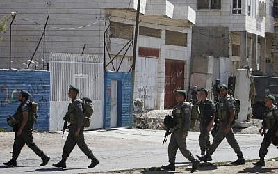Israeli Border Police on patrol in Hebron earlier this year (photo credit: Miriam Alster/Flash90)